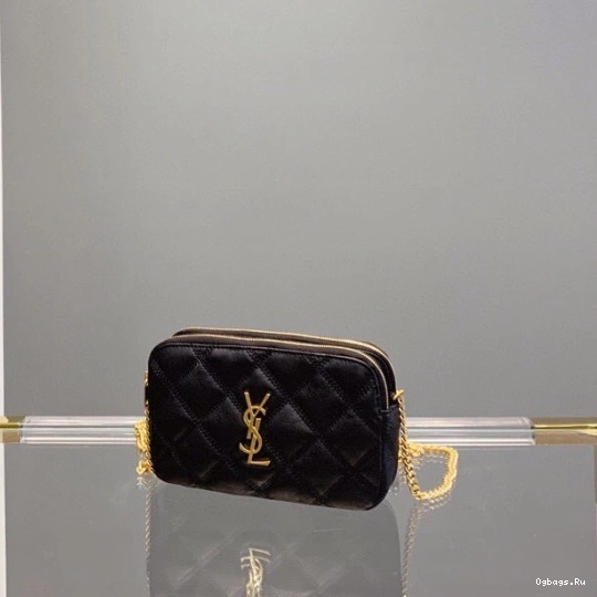 QUILTED DOUBLE-ZIP POUCH BECKY LAMBSKIN IN YSL 0722